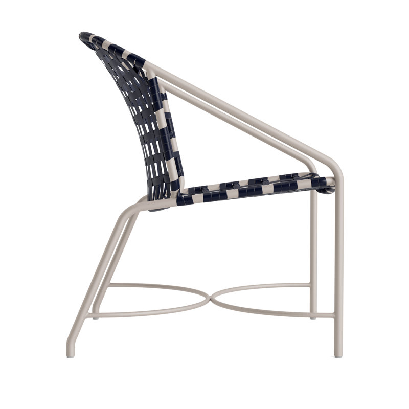 Kantan Outdoor Lounge Chair, Dove Smooth/Marine Vinyl Lace