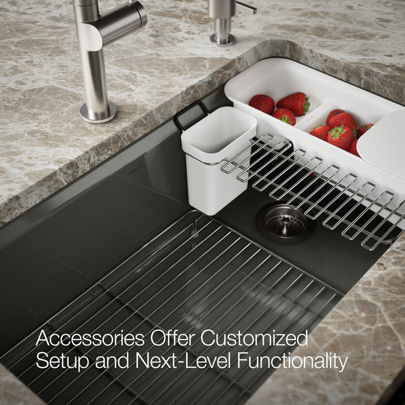 Riverby 33" x 22" x 9-5/8" Under-Mount Single-Bowl Kitchen Sink with Accessories, Thunder Gray