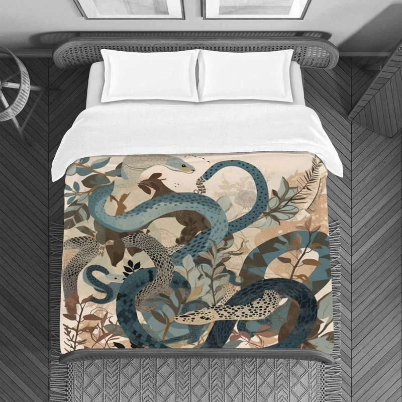  Housse de couette Snake Bedding Animals - bleu, Housse de couette pour lit simple