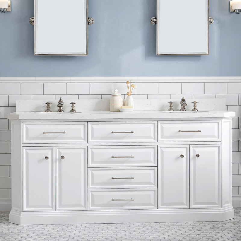 Palace 72'' W Vanity, Pure White, Polished Nickel
