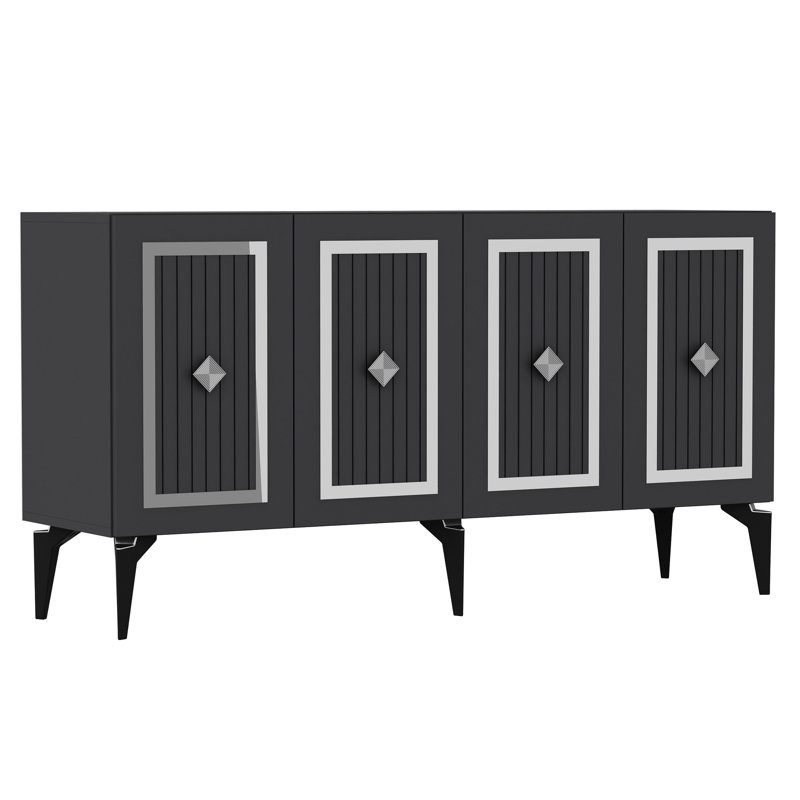 Olivia 79cm Sideboard, Anthracite/Silver