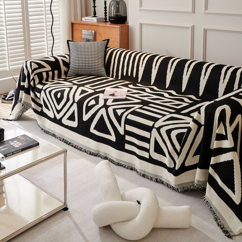 Housse pour canapé modulaire Boho Chenille, Noir, H 91 po x l 150 po x P 0,2 po