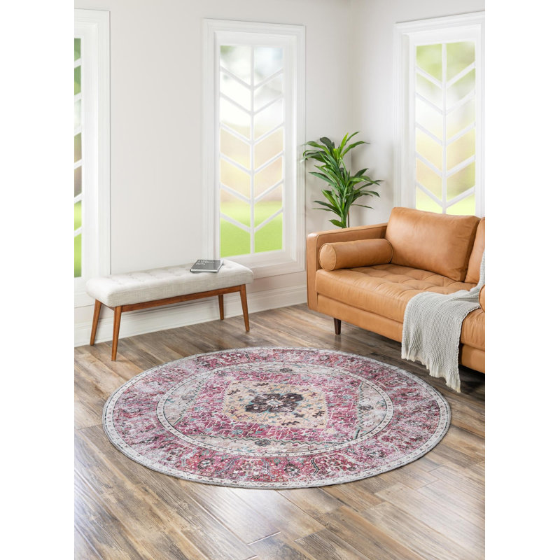 Njay Oriental Indoor Rug, Round 4'