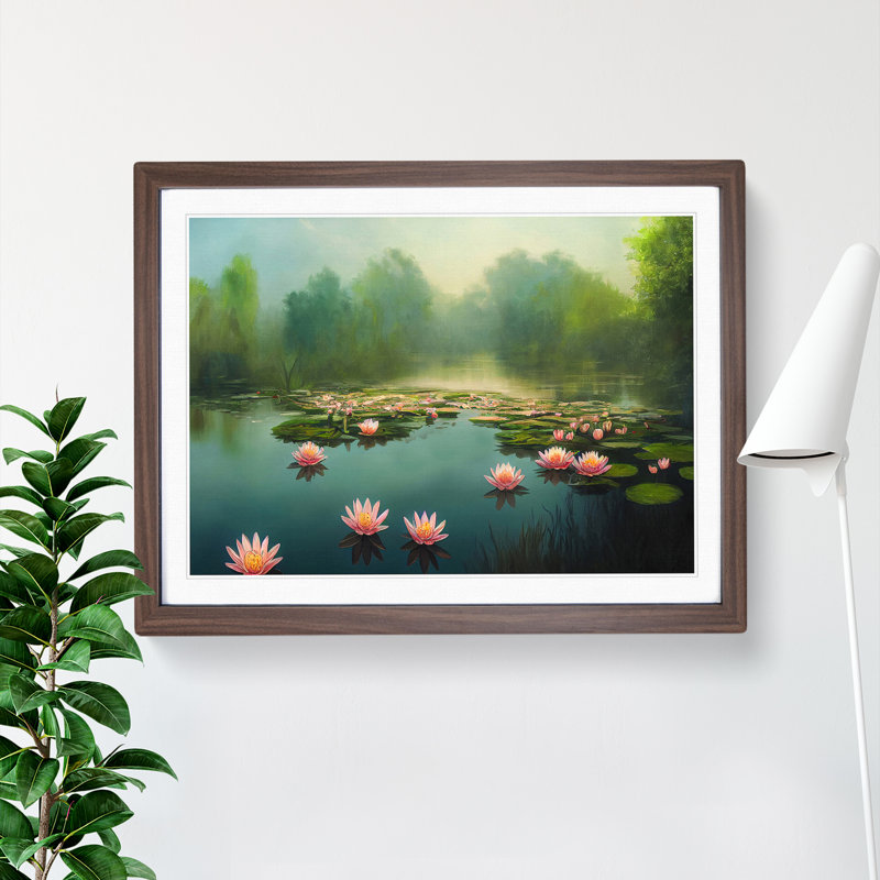 Special Water Lily Pond - Framed Print, 25cm H x 34cm W, Walnut Frame