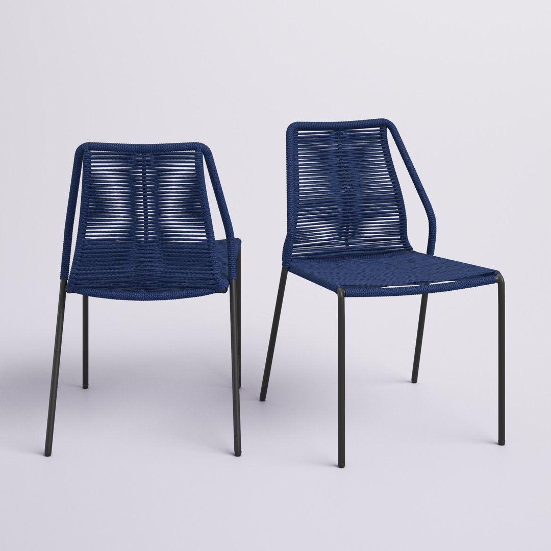 Chancy Modern Indoor Outdoor Dining Chairs in Steel and Rope Mistana™ 