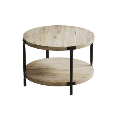 Modern Minimalist Round Coffee Table, 29.61-Inch MDF Material Double-Layer Coffee Table, Open Storage And Easy Assembly, Suitable For Living Room And Study Room.
