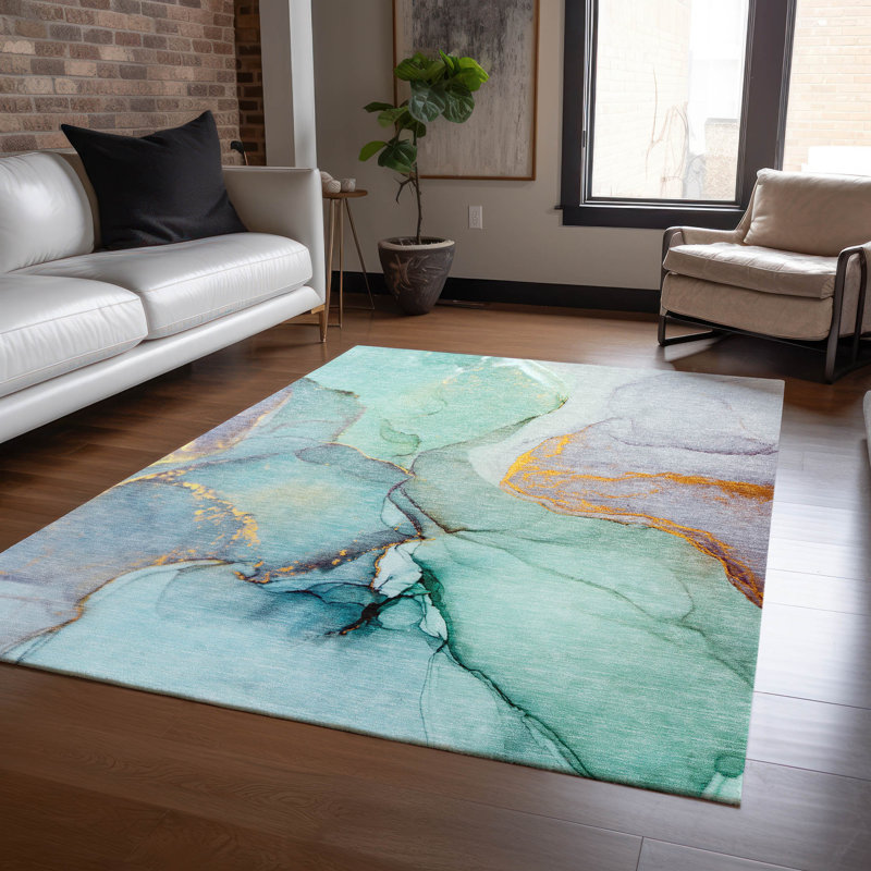 Alfonzo Machine-Washable Stain Resistant Abstract Area Rug, Rectangle 2'6" x 3'10"