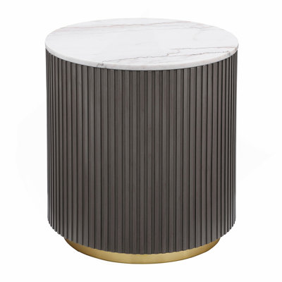 Table de bout blanche et gris anthracite