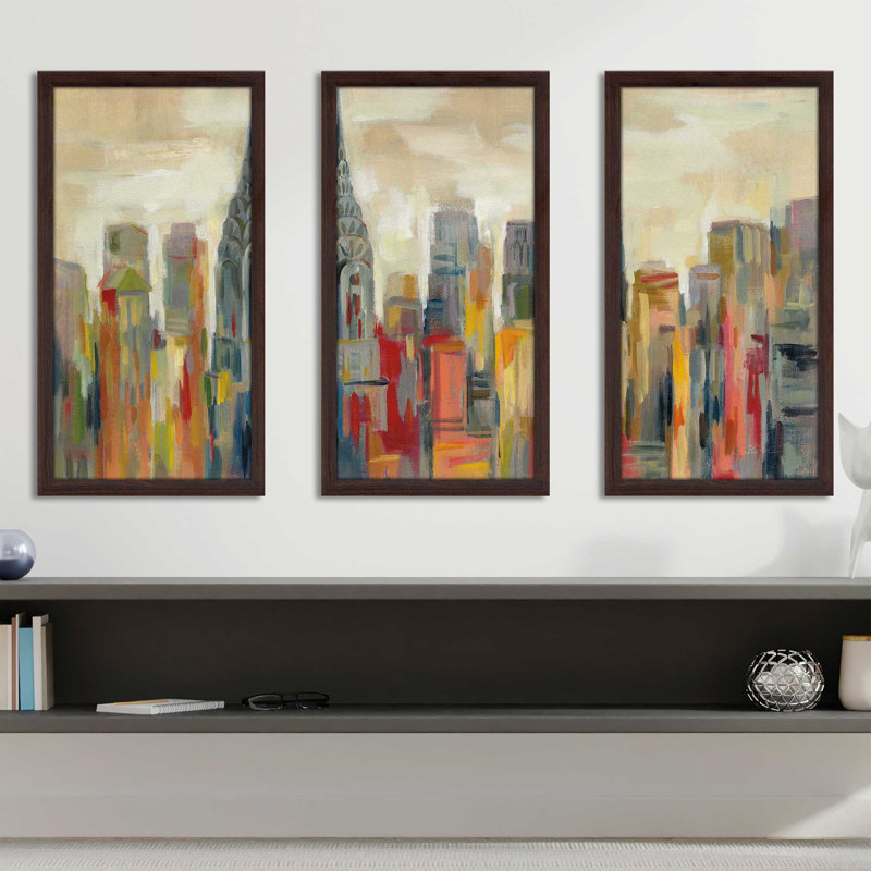 Manhattan the Chrysler Building - peinture de cadre photo 3 pièces, L 52,5 po x H 33,5 po x P 1 po