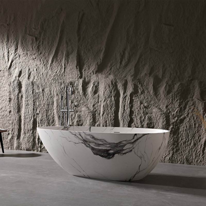 59" Solid Surface Freestanding Bathtub, White