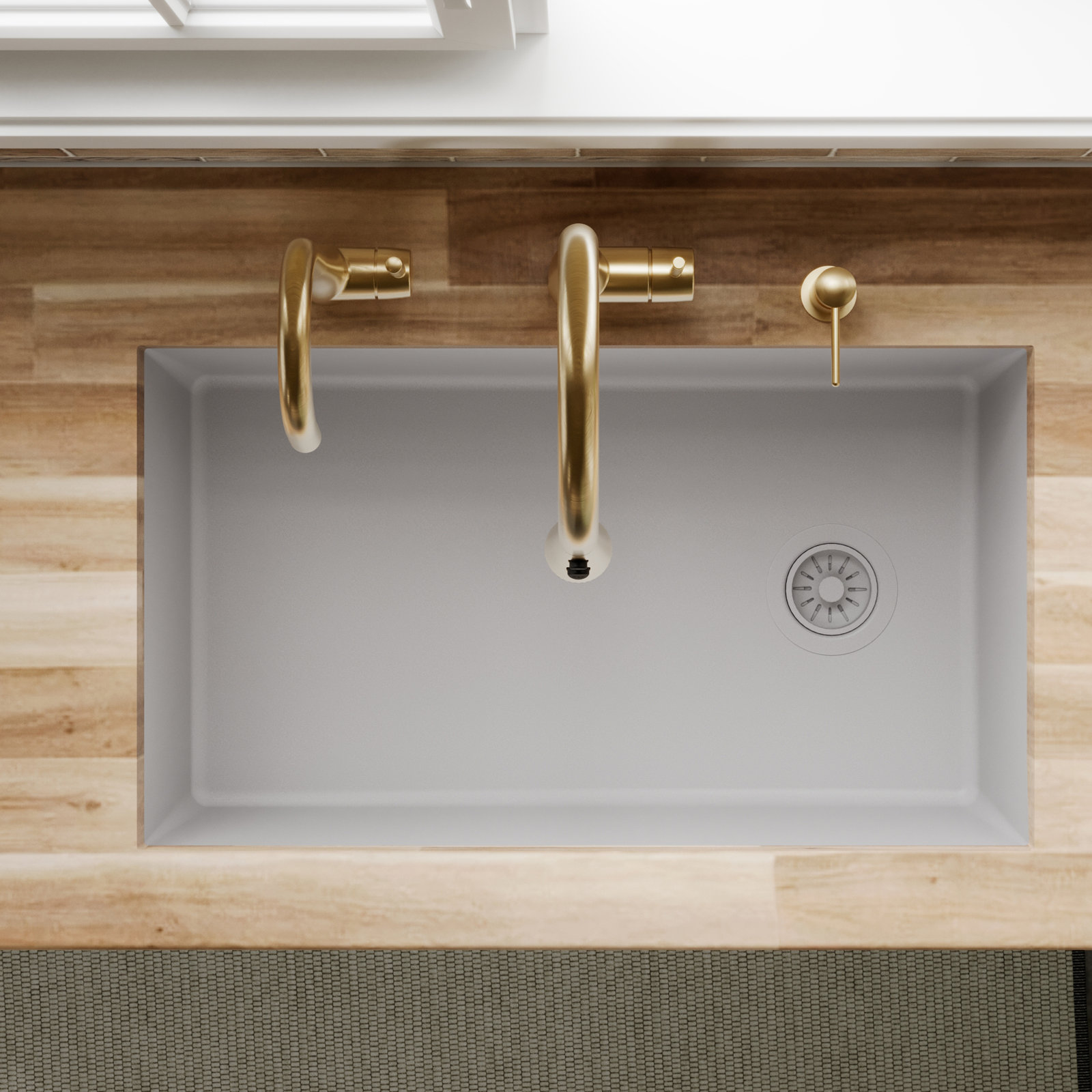 32" Undermount Quartz Composite Sink, Gray