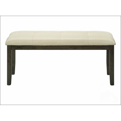 Bench, 44" Rectangular, Dining Room, Entryway, Kitchen, Hallway, Upholstered, Wood, Cream Fabric, Solid Wood, Transitional by Latitude Run