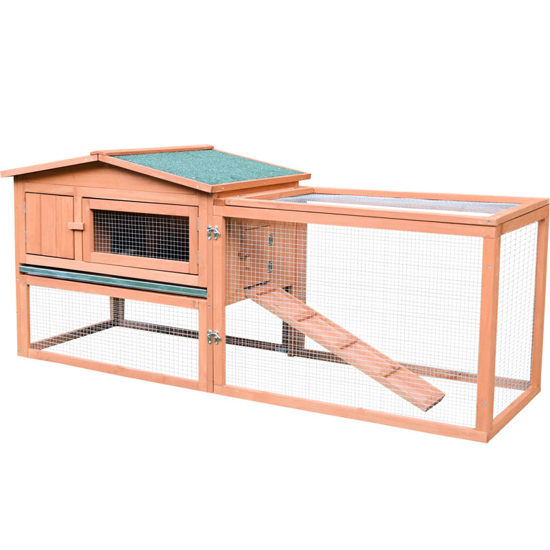 Maison spacieuse à 2 couches avec couloir et finition amovibles pour plus de durabilité, 61,5 po x 23 po x 27 po, 1 à 2 lapins,