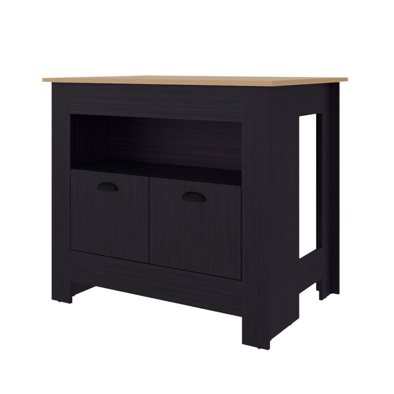 Îlot de cuisine Theba, avec 2 portes, 3 tablettes