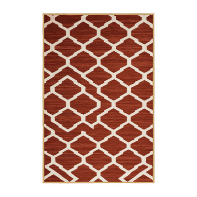 Machine Washable Trellis Brown Area Rug