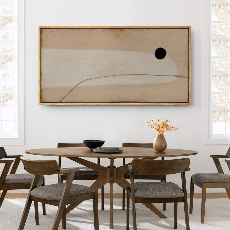 Minimalist Elegance, abstrait noir et beige, reproduction sur toile, H 30 po x l 60 po, Naturel
