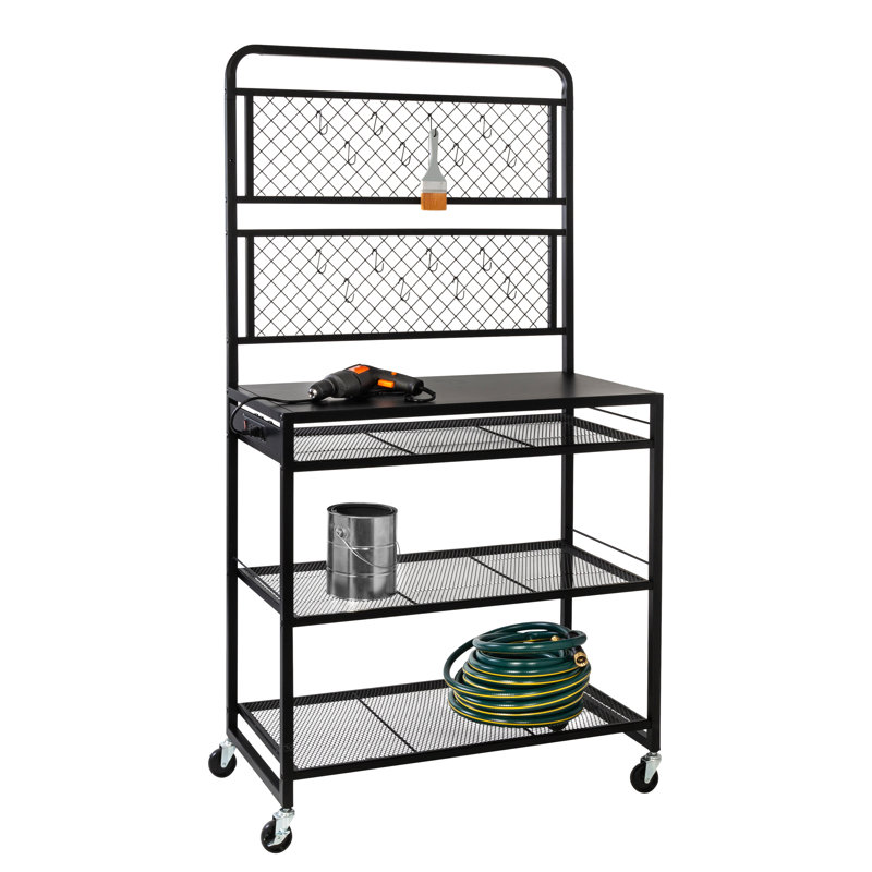 Noblestown 38'' W Steel Top Workbench with Wheels