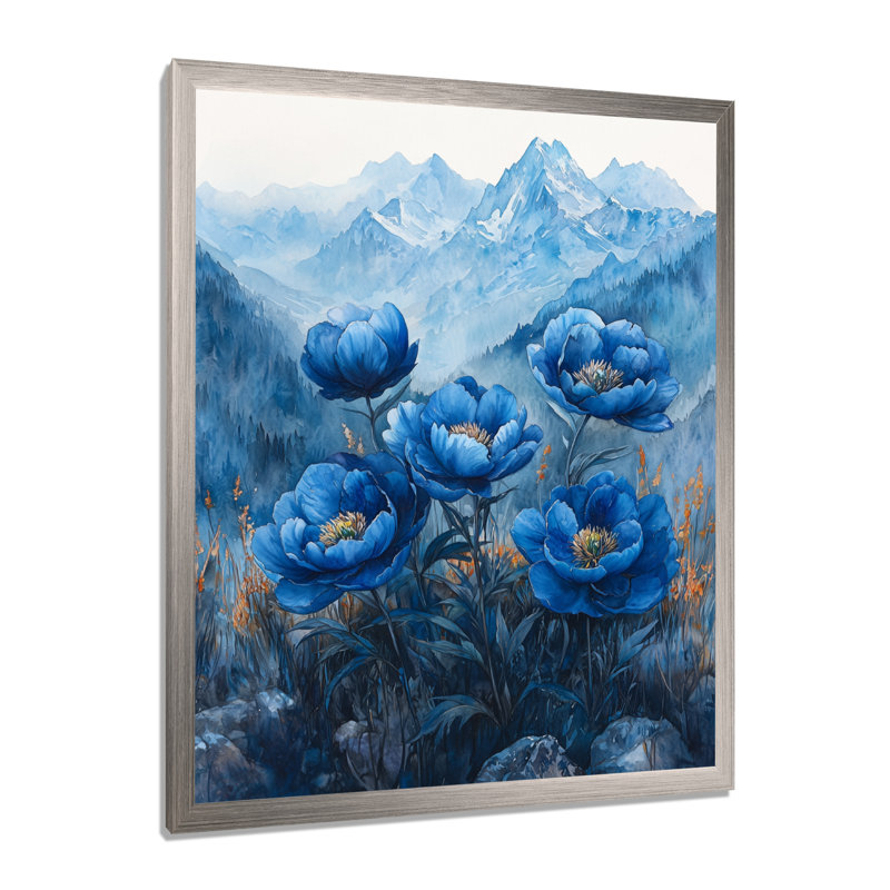 Bardon - Floral Canvas Art Print, Argent argent, H 32 po x l 24 po, Reproduction encadrée d'une seule photo
