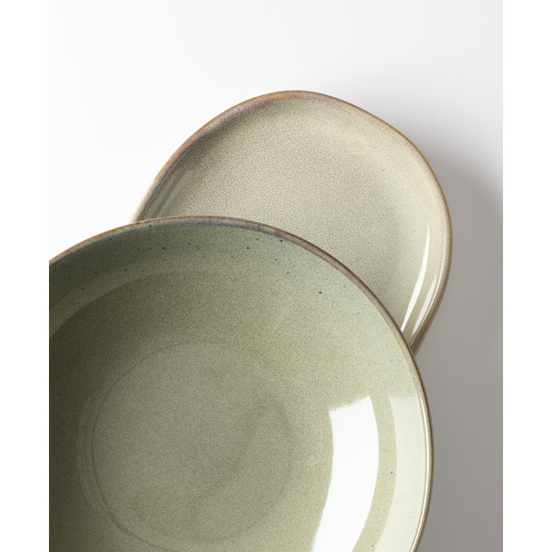 Organic Shades 2-Piece Serving Set, Oatmeal, Green