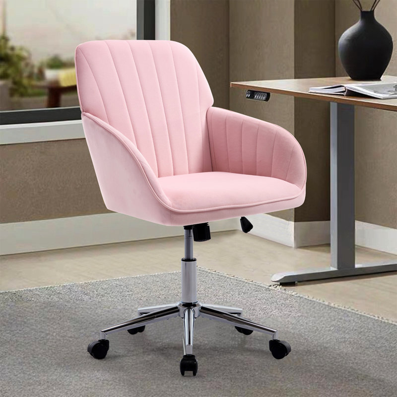 Chaise de bureau réglable, fauteuil, chaise pivotante avec base en métal, Bleu pastel, Argent argent