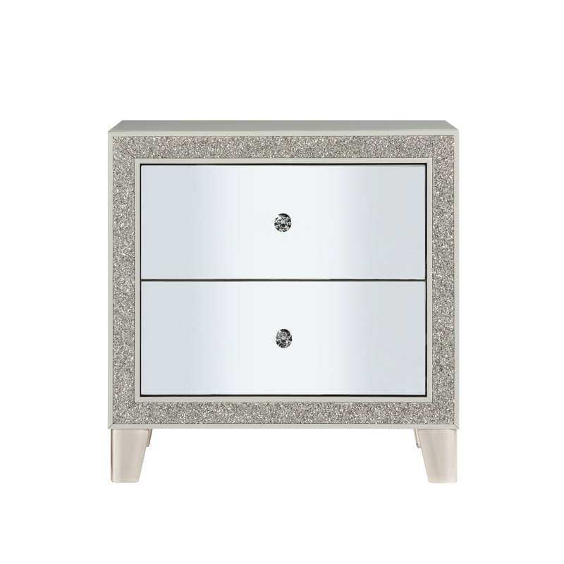 Functional Nightstand In Champagne With Smooth Drawer Operation Spacious Storage Finish