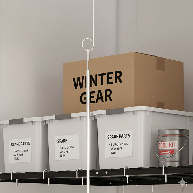 Support de rangement de garage robuste de 3 pi x 6 pi - Organisateur entièrement en acier d'une capacité de 270 lb avec verrou de sécurité (pour plafonds hauts de 10 à 12 pi)