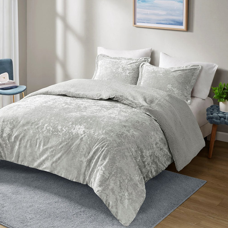 Édredon gris pour lit simple / simple TG avec lit en velours écrasé