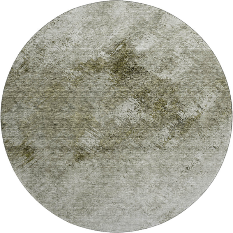Premium Machine Washable Cerrito AMF590 Taupe Rug, Round 8'