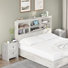 3 Piece Rustic Bedroom Set with Full Size Lift Up Storage Bed Frame and 2 Nightstands,Rustic White