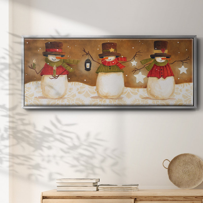 Top Hat Snowmen- Framed Canvas
