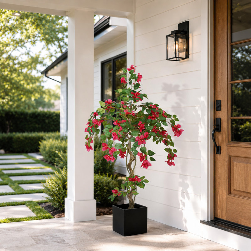 Artificial Bougainvillea Tree in Pot, Faux Flowering Plant Indoor Outdoor, 140cm