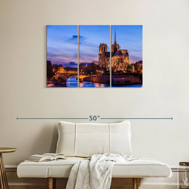 Nicci Notre Dame In Paris At Night, 24" H x 38" W