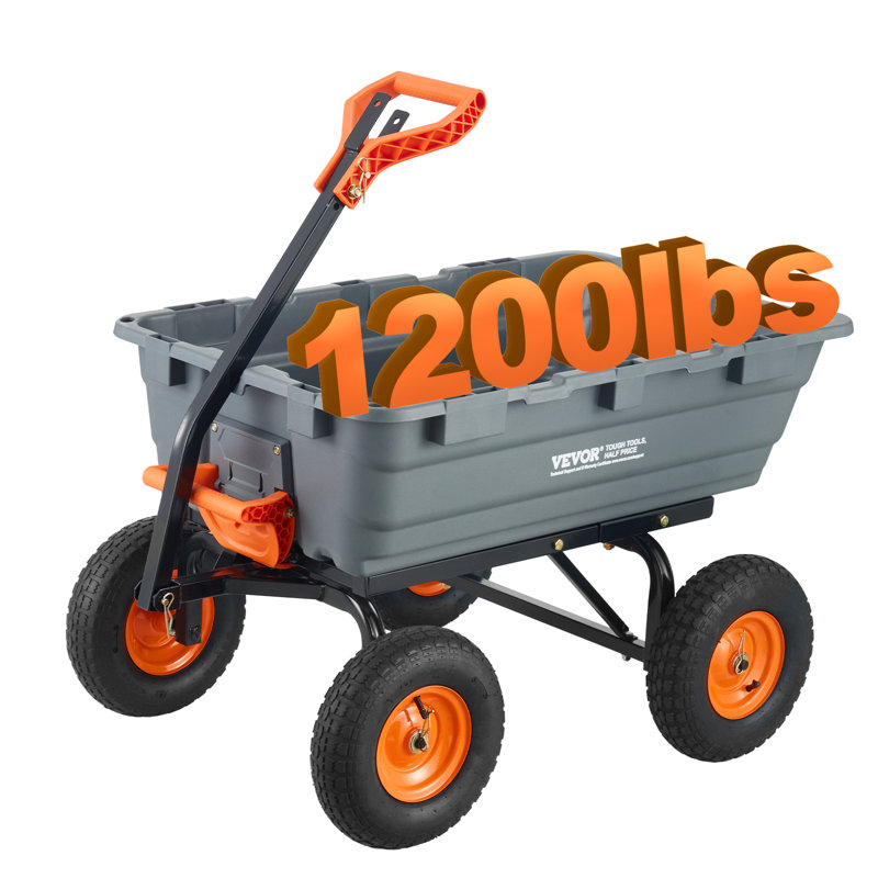 VEVOR, chariot de jardin en poly avec chariot à benne en acier facile à assembler
