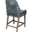De 2 tabourets à hauteur de comptoir, style moderne, tissu gris, délavé patiné, pieds de style bord de mer et corde nautique