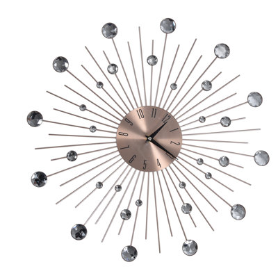 Horloge murale décorative à motif ciel étoilé, silencieuse, de haute précision, compatible avec de nombreuses applications, fonctionne avec une pile AA, or rose, grand format