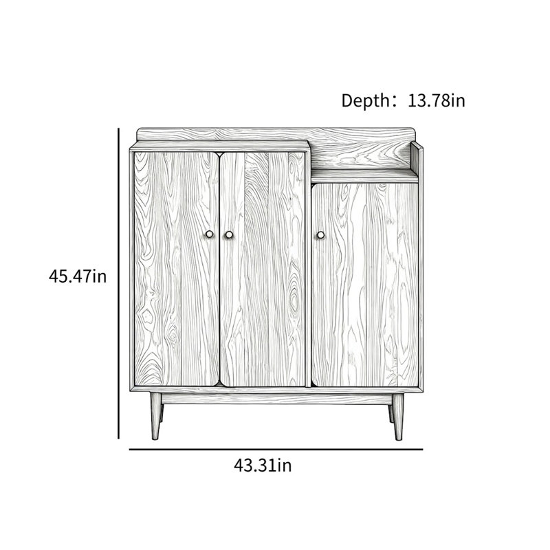 Simple Three Door Shoe Storage Cabinet, Brown
