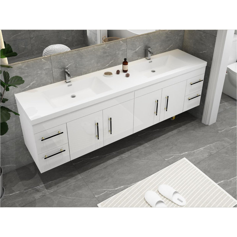 Ensemble de meuble-lavabo double 83 po Romer, Blanc, Noir
