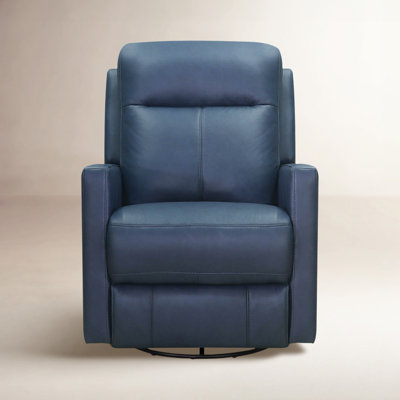 Ibis Top Grain Leather Manual Swivel Glider Recliner by Birch Lane