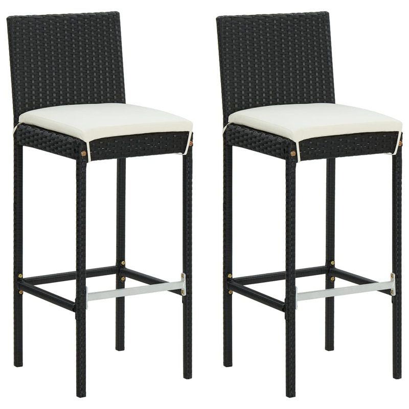 Tabouret de bar 29,9 "avec coussin Ahnalee, Noir, Blanc