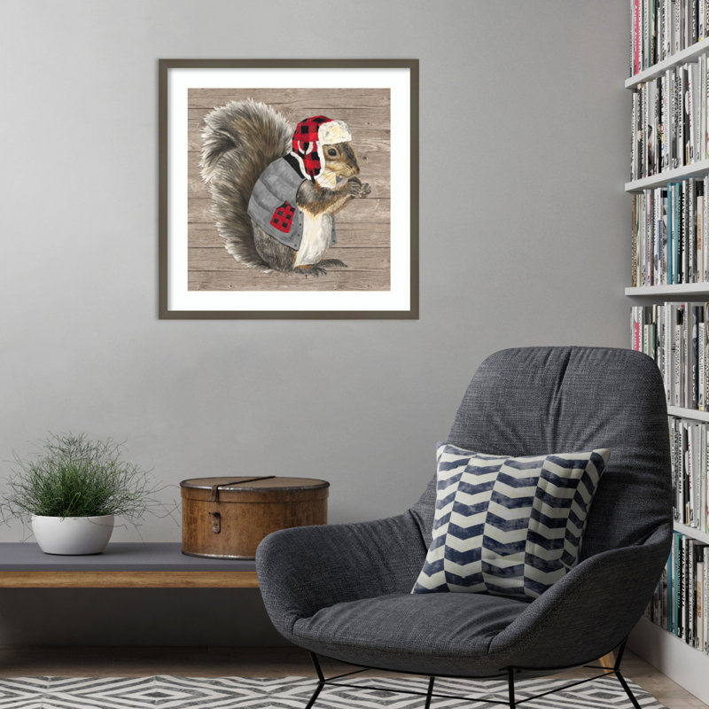 «Warm in the Wilderness Squirrel» par Tara Reed, impression sur bois encadrée, H 25 po x l 25 po