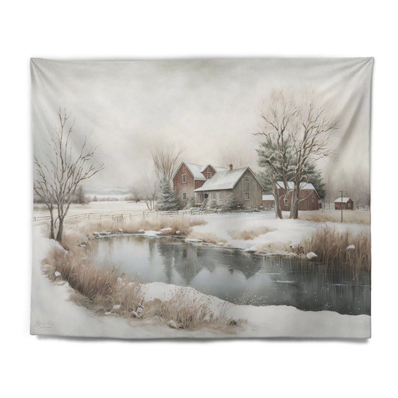 Polyester de l'Arkansas Farm en tapisserie d'hiver, H 50 po x l 60 po