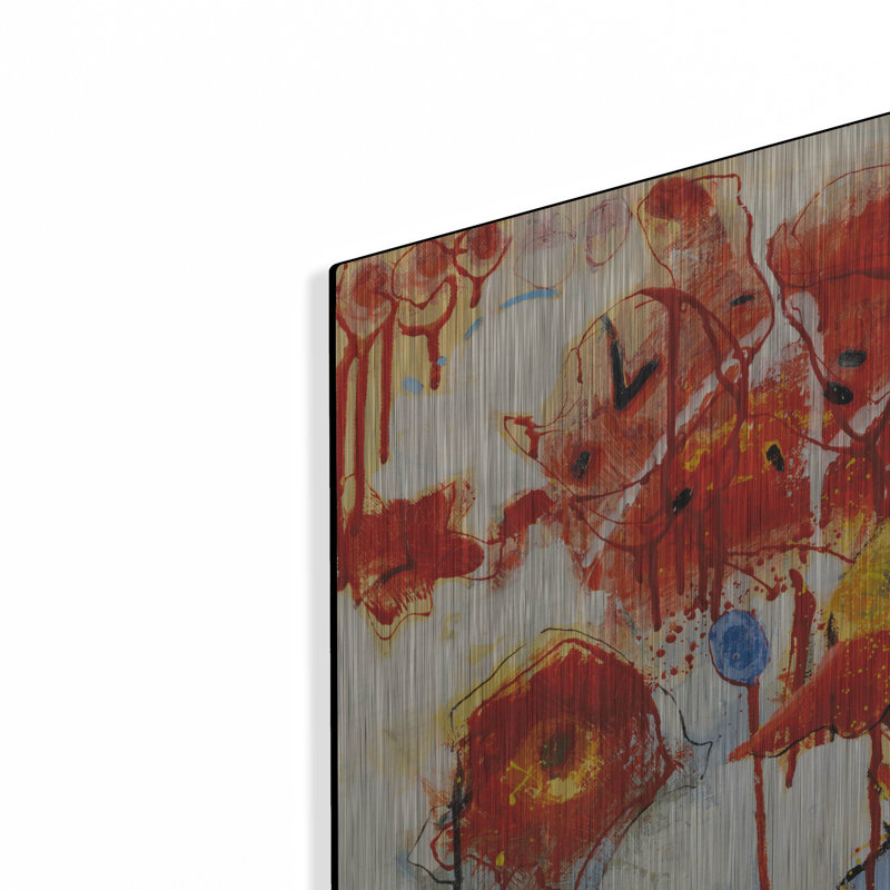 Art mural en métal Latitude Run® «Red Poppy Chaos» par Shirley Novak, H 36 po x l 36 po