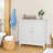 Mid-Century Modern White Double-Door Storage Cabinet: Equipped with Silver Knobs, Combining Versatile Home Organization Function with Elegant Design Aesthetic​