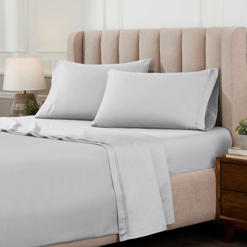 1000 Thread Count 100% Egyptian Cotton Deep Pocket Sheet Set, Platinum, Queen