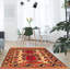 Tapis décoratif en laine rouge/beige noué à la main New Age de conception unique 3 pi 11 po x 5 pi 8 po CeNiA