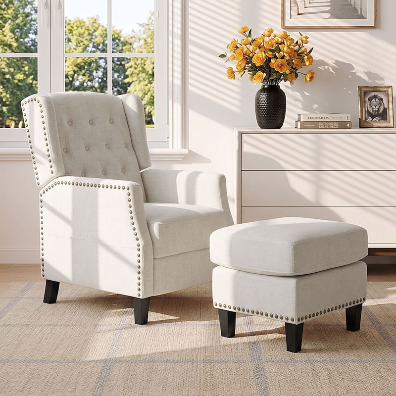 153cm Wide Chenille Wall Recliner Standard Recliner, White