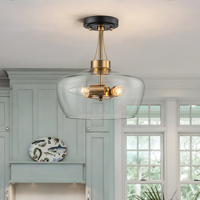 3-Light Bowl Clear Glass Semi-Flush Mount