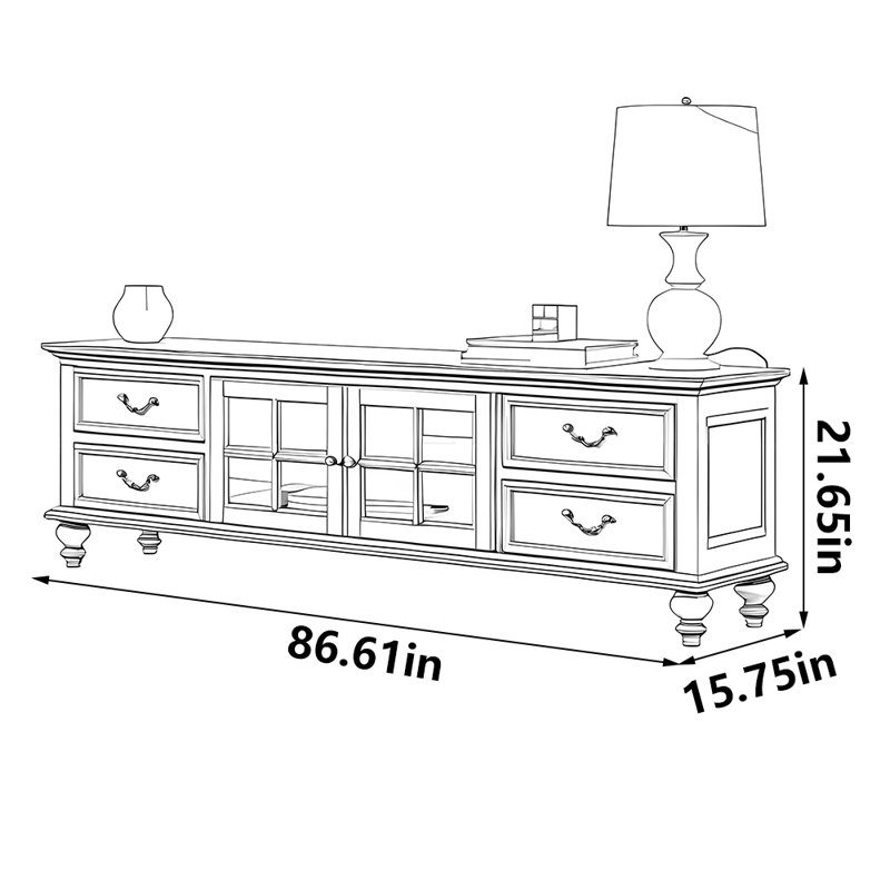 Meuble télé classique américain, 86.61"