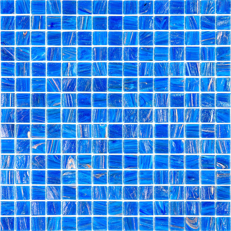 Celestial 0.8" x 0.8" Glass Grid Mosaic Wall & Floor Tile , Azure Blue