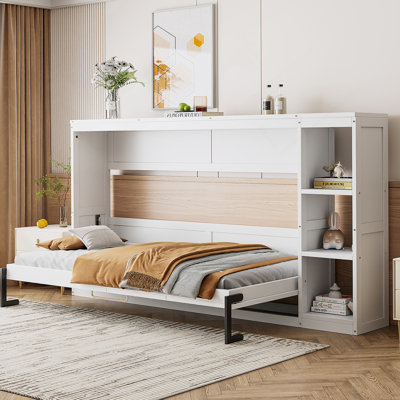 Twin Size Murphy Bed With Bookshelf White